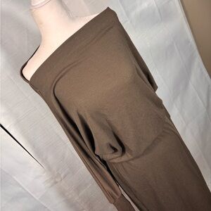 Hem & Thread Long Sleeve Brown Dress Ribbed Knit